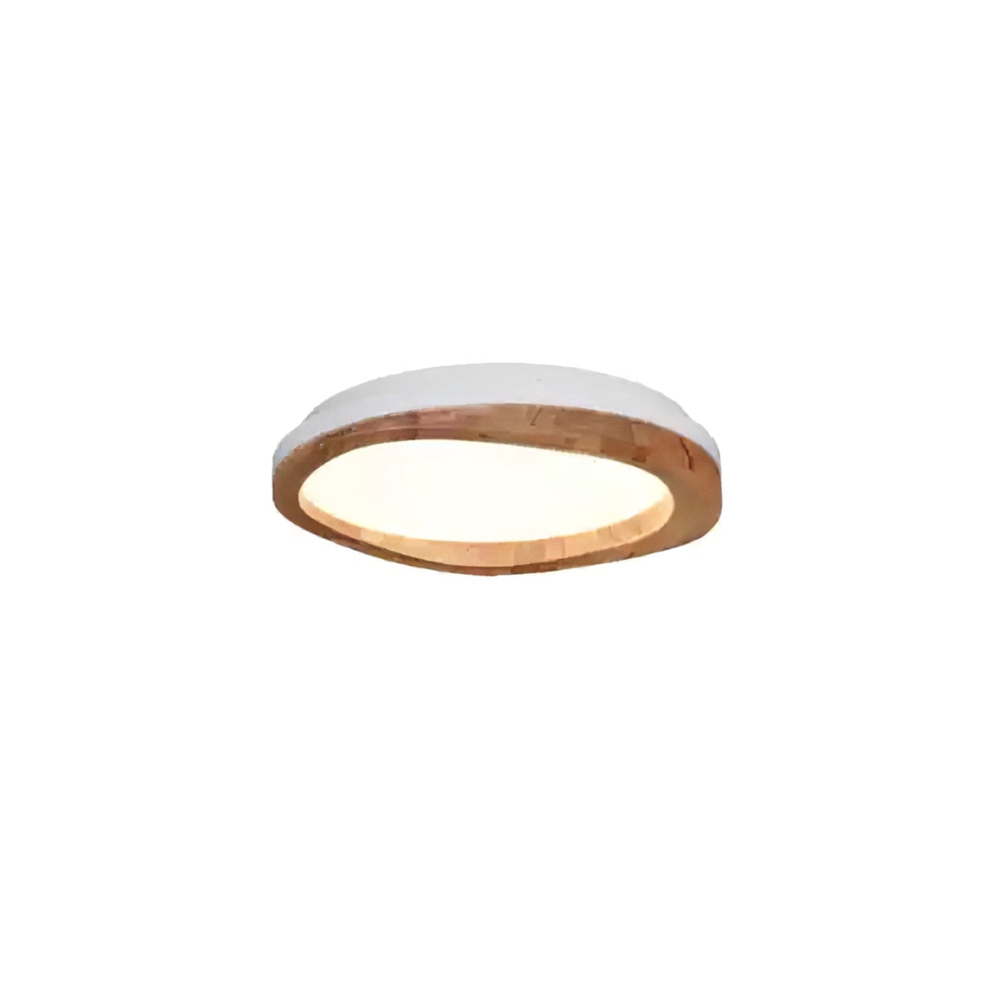 Timber Round Wood Ceiling Lamp ∅ 23.6’’ x H 5.1’’ / White & Wood Color / Warm Light Ceiling lamp