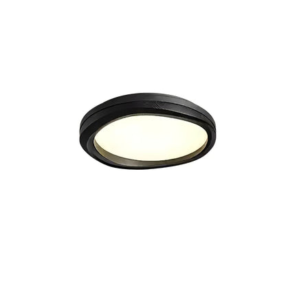 Timber Round Wood Ceiling Lamp ∅ 23.6’’ x H 5.1’’ / Black & Black / Warm Light Ceiling lamp
