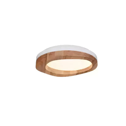 Timber Round Wood Ceiling Lamp ∅ 17.7’’ x H 5.1’’ / White & Wood Color / Warm Light Ceiling lamp