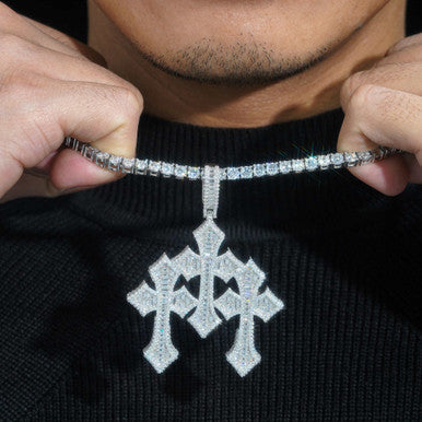Moissanite VVS Triple Cross Pendant  Titan