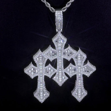 Moissanite VVS Triple Cross Pendant  Titan