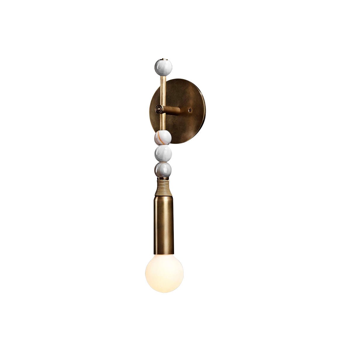 Toam Wall Lamp ∅ 5.9’’ x W 4.5’’ x H 18.9’’ / Antique Brass & White Marble Wall lamp