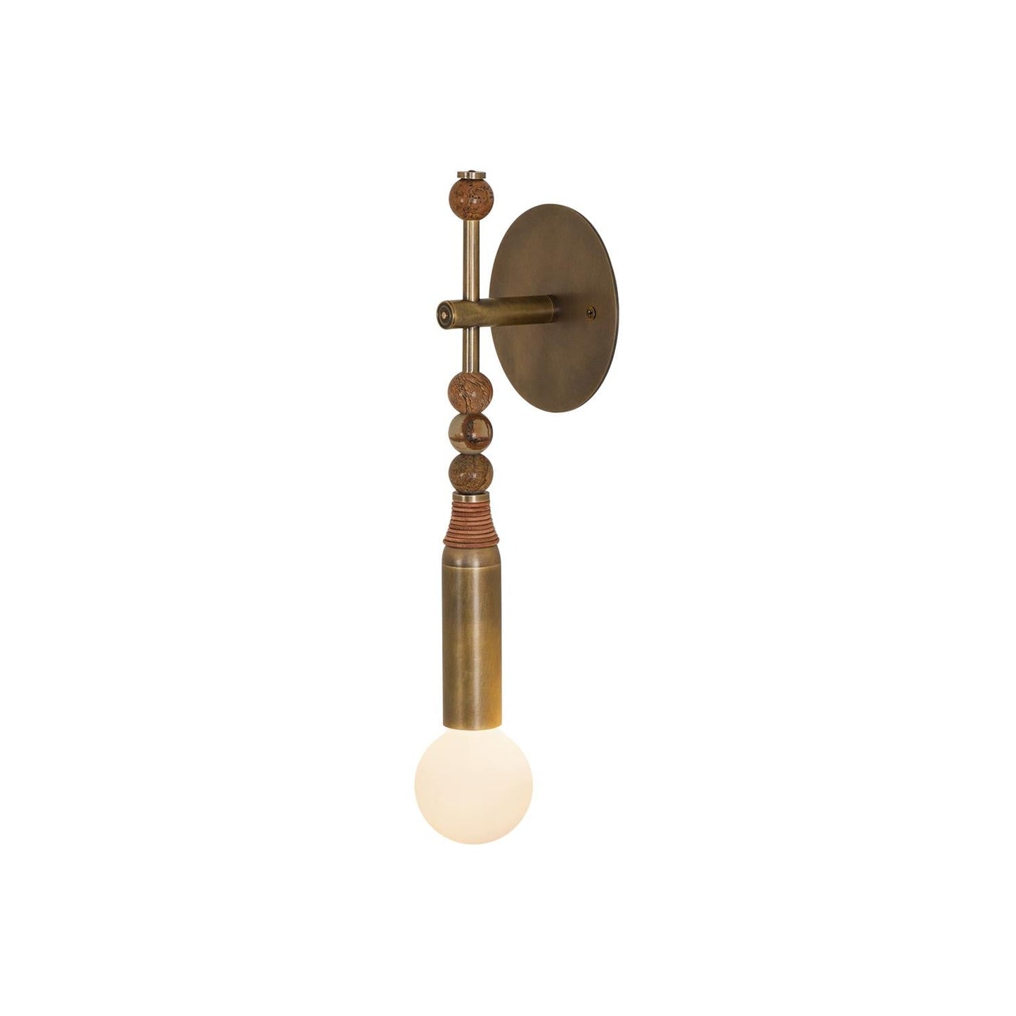 Toam Wall Lamp ∅ 5.9’’ x W 4.5’’ x H 18.9’’ / Antique Brass & Brown Marble Wall lamp