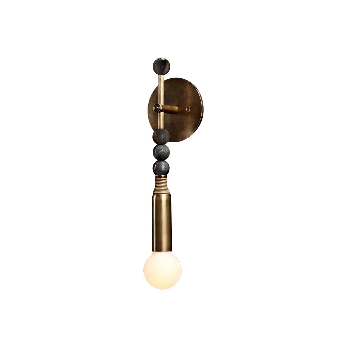 Toam Wall Lamp ∅ 5.9’’ x W 4.5’’ x H 18.9’’ / Antique Brass & Black Marble Wall lamp