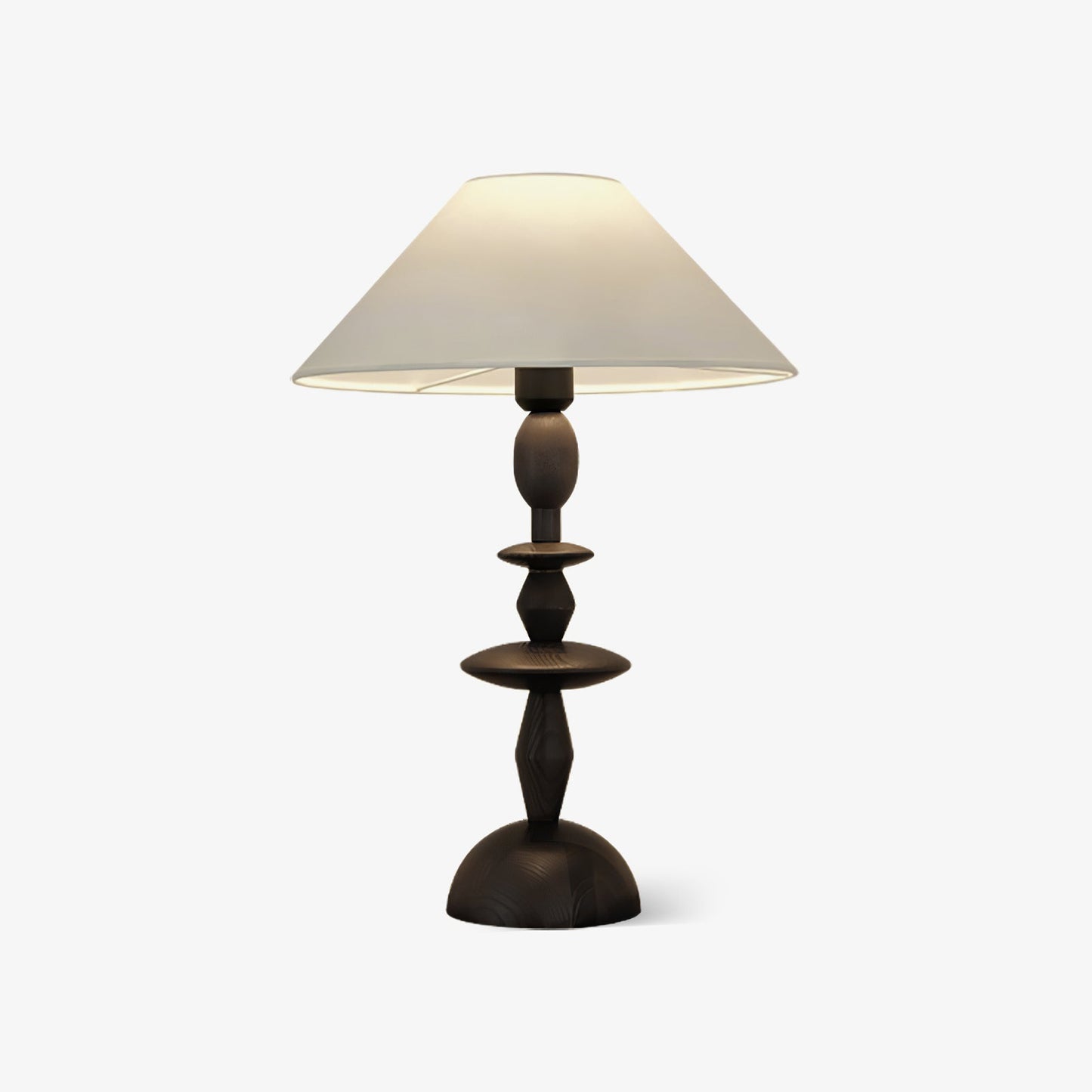 Tournage Wood Table Lamp ∅ 15.7″ x H 25.2″ / Dia 40cm x H 64cm / White Linen & Black / US Plug Table lamp