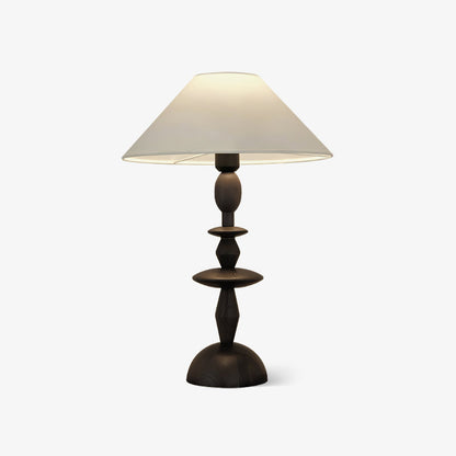 Tournage Wood Table Lamp ∅ 15.7″ x H 25.2″ / Dia 40cm x H 64cm / White Linen & Black / US Plug Table lamp