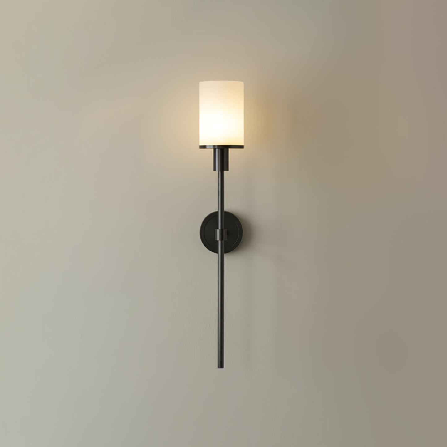 Tracie Classic Sconce ∅ 3.9″ x H 23.6″ & Alabaster / Black / Single Wall lamp