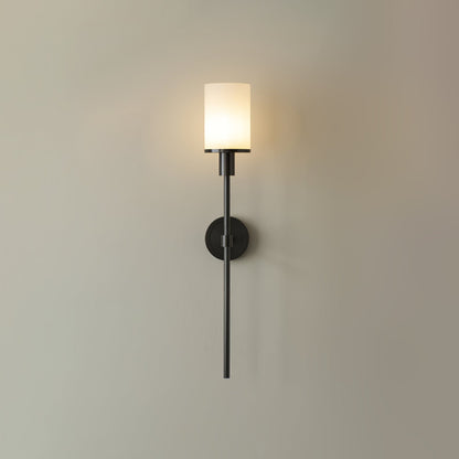 Tracie Classic Sconce ∅ 3.9″ x H 23.6″ & Alabaster / Black / Single Wall lamp