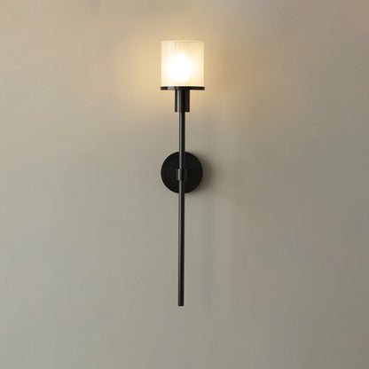 Tracie Classic Sconce ∅ 3.9″ x H 23.6″ & Glass / Black / Single Wall lamp