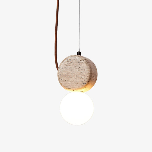Tranquil Glow Pendant Lamp ∅ 4.3″ x H 8.3″ / Yellow Travertine pendant Lamp