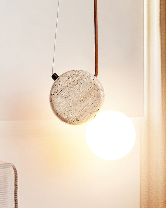 Tranquil Glow Pendant Lamp ∅ 4.3″ x H 8.3″ / Yellow Travertine pendant Lamp