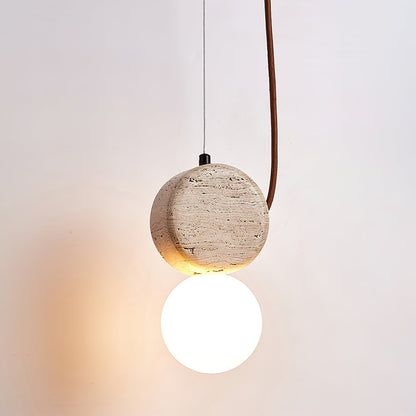 Tranquil Glow Pendant Lamp ∅ 4.3″ x H 8.3″ / Yellow Travertine pendant Lamp