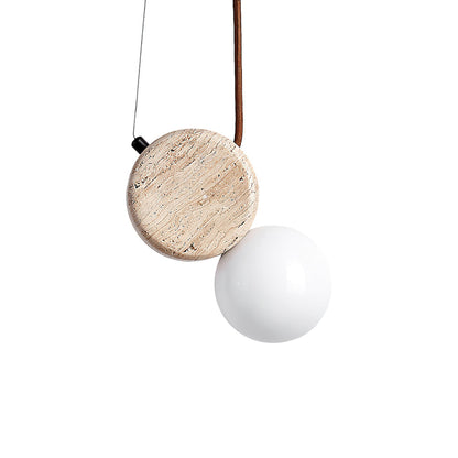 Tranquil Glow Pendant Lamp ∅ 4.3″ x H 8.3″ / Yellow Travertine pendant Lamp