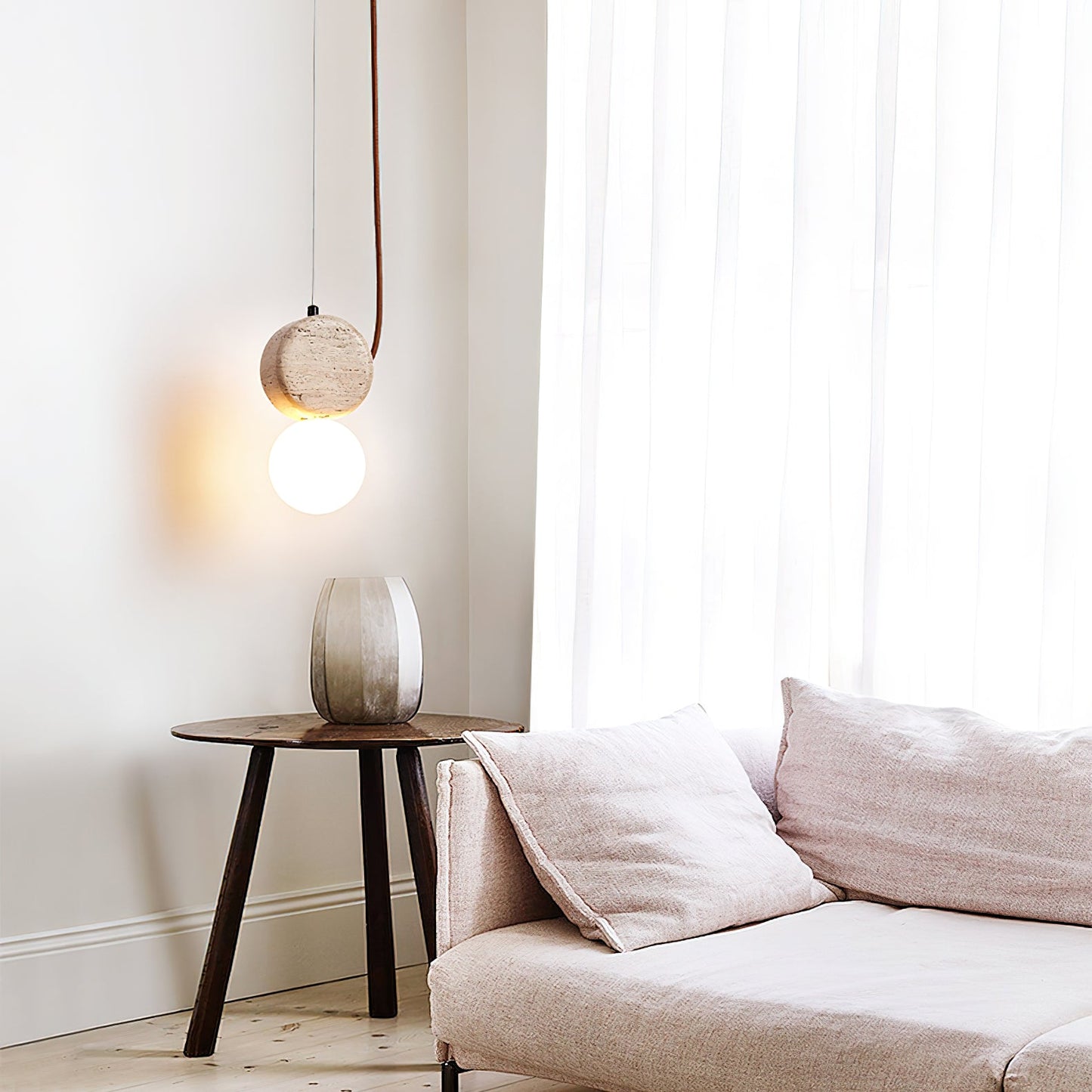 Tranquil Glow Pendant Lamp ∅ 4.3″ x H 8.3″ / Yellow Travertine pendant Lamp