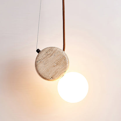 Tranquil Glow Pendant Lamp ∅ 4.3″ x H 8.3″ / Yellow Travertine pendant Lamp