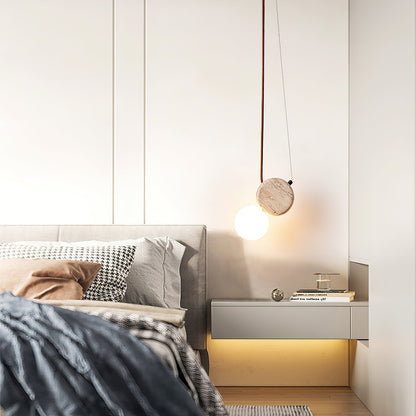 Tranquil Glow Pendant Lamp ∅ 4.3″ x H 8.3″ / Yellow Travertine pendant Lamp