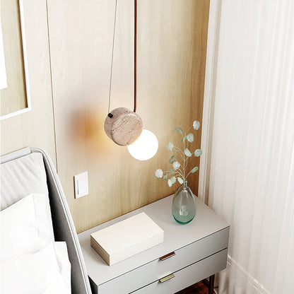 Tranquil Glow Pendant Lamp ∅ 4.3″ x H 8.3″ / Yellow Travertine pendant Lamp