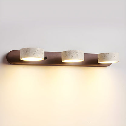 Travertine Duo Wall Light 3-Light: ∅ 20.1″ x H 2.4″ / Walnut Color / Warm Light Wall lamp