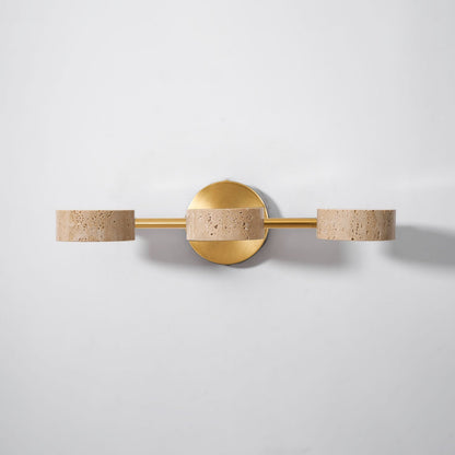 Traviso Beam Vanity Light 3-Lights ∅ 18.1″ x H 1.6″ / Yellow Travertine & Copper / Warm Light 1001 Wall lamp