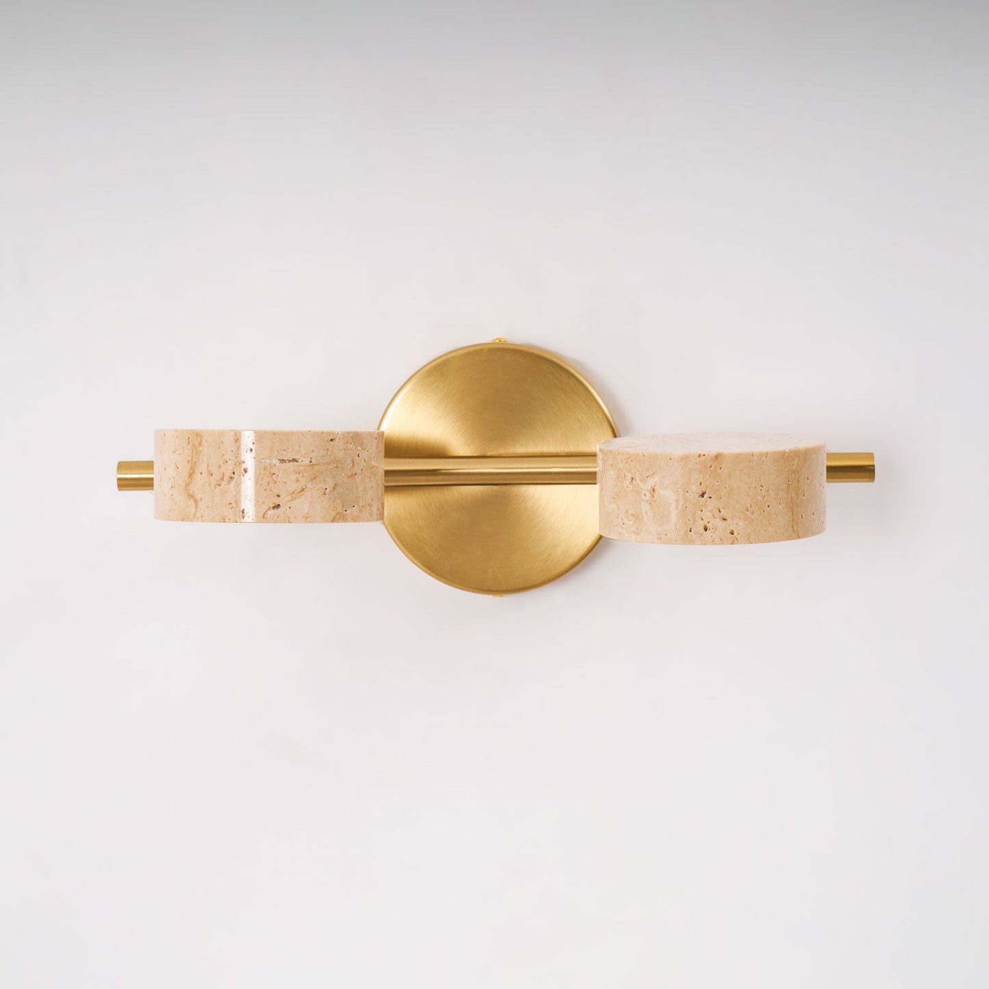 Traviso Beam Vanity Light 2-Lights ∅ 12.6″ x H 1.6″ / Yellow Travertine & Copper / Warm Light 1001 Wall lamp
