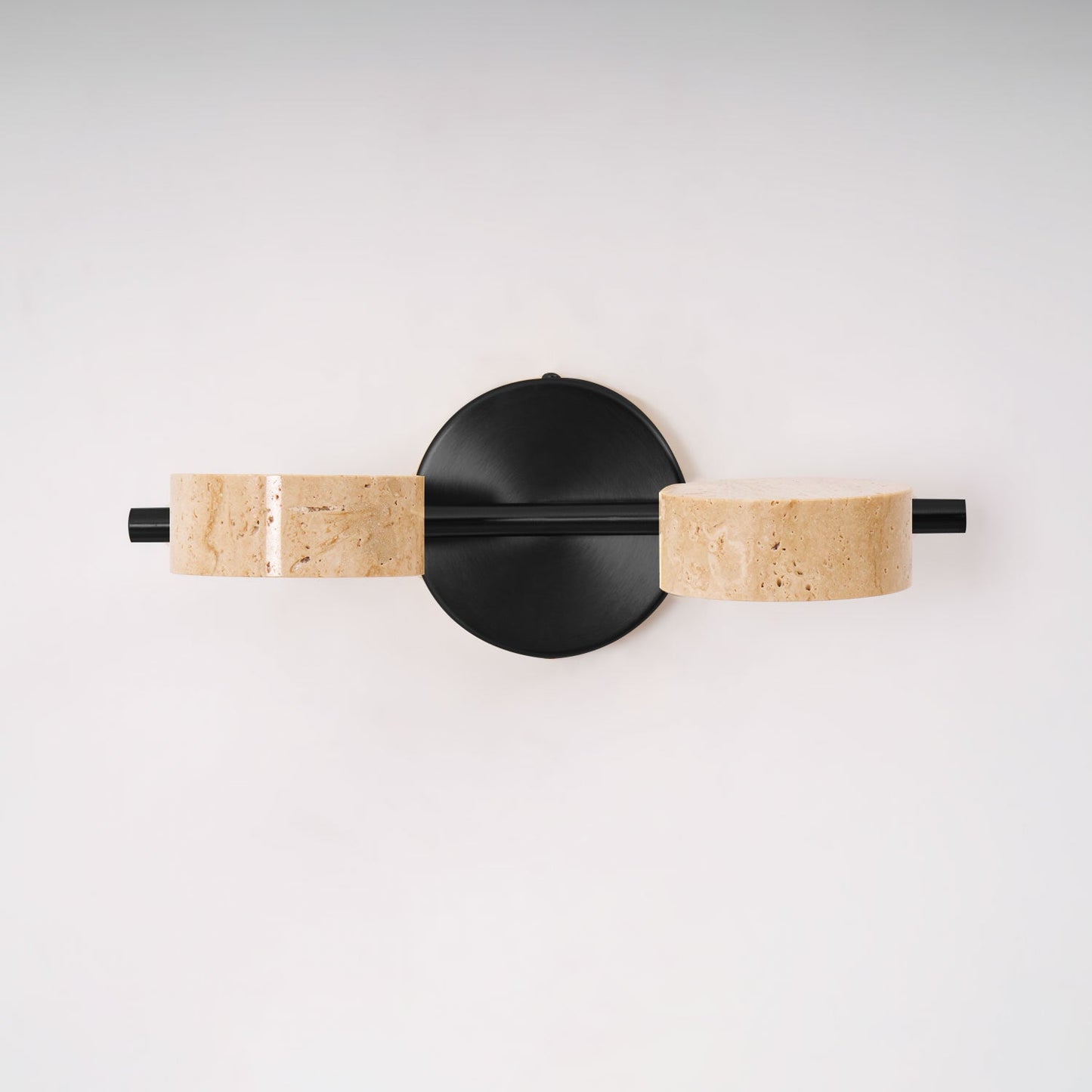 Traviso Beam Vanity Light 2-Lights ∅ 12.6″ x H 1.6″ / Yellow Travertine & Black / Warm Light 1001 Wall lamp