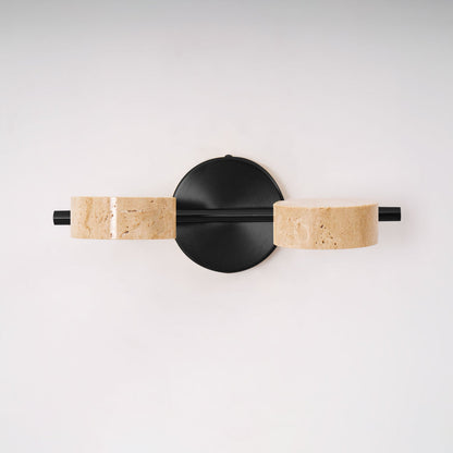 Traviso Beam Vanity Light 2-Lights ∅ 12.6″ x H 1.6″ / Yellow Travertine & Black / Warm Light 1001 Wall lamp