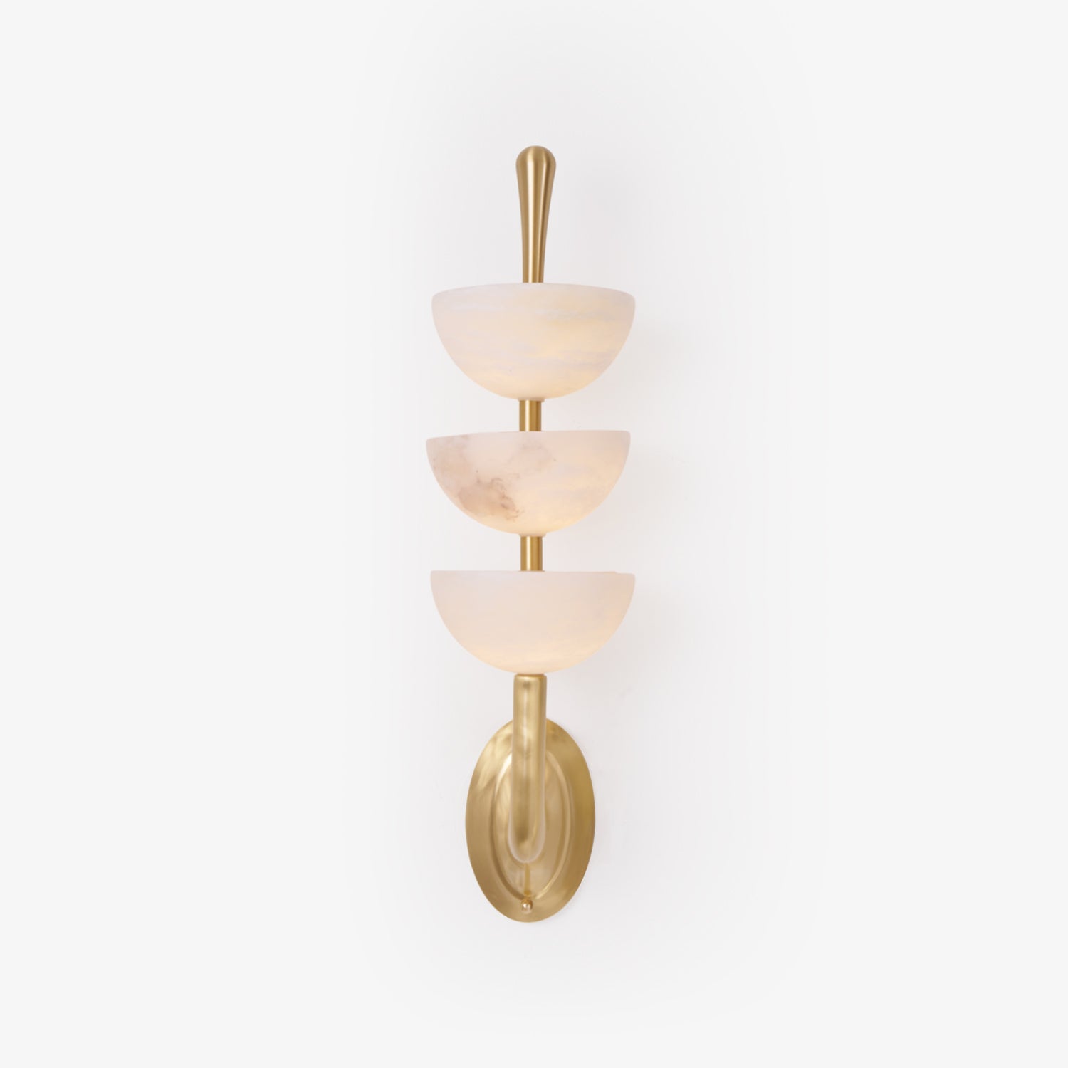 Triple Alabaster Wall Sconce ∅ 5.9″ x H 21.7″ / Dia 15cm x H 55cm / Brass & Warm Light 1001 Wall lamp