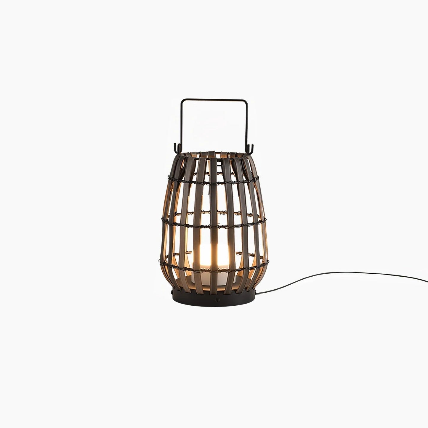 Tropic Braid Lantern Outdoor Lamp ∅ 9.8″ x H 13.8″ / Dia 25cm x H 35cm / Model A: Wired Version / Black & Dark Wood