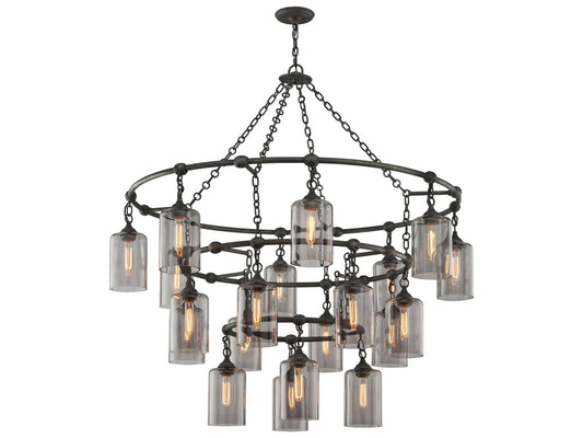 Troy Lighting 20-Light Gotham Tiered Chandelier in Aged Pewter - Dazzlingmen