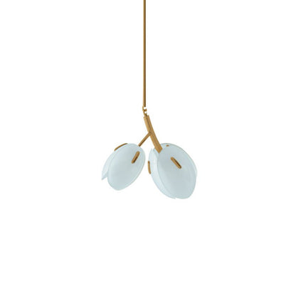 Tulip Bud Chandelier 2 Lamps ∅ 13.8″ x H 10.2″ / Gold & Frosted blue 1001 Chandelier