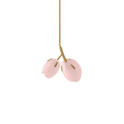 Tulip Bud Chandelier 2 Lamps ∅ 13.8″ x H 10.2″ / Gold & Frosted pink 1001 Chandelier