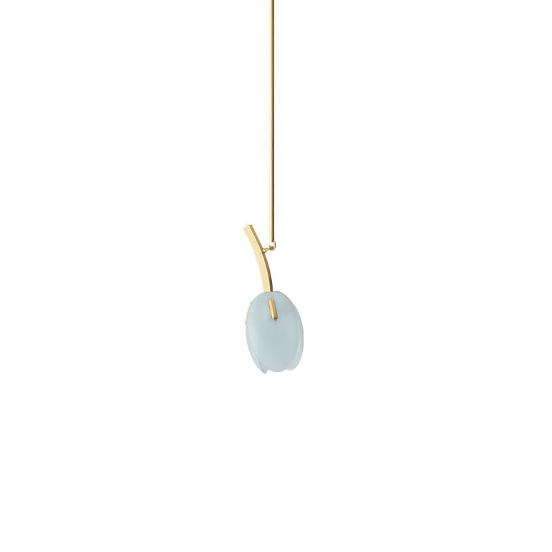 Tulip Bud Chandelier 1 Lamp ∅ 4.3″ x H 11.2″ / Gold & Frosted blue 1001 Chandelier