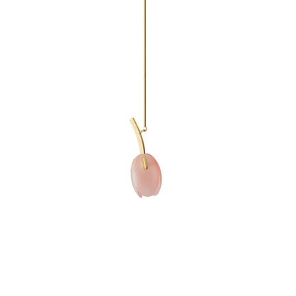 Tulip Bud Chandelier 1 Lamp ∅ 4.3″ x H 11.2″ / Gold & Frosted pink 1001 Chandelier