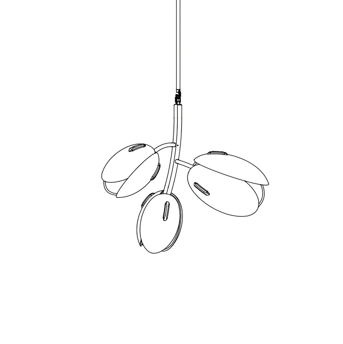 Tulip Bud Chandelier 3 Lamps ∅ ∅ 11.8″ x H 15.7″ / Gold & Frosted pink 1001 Chandelier