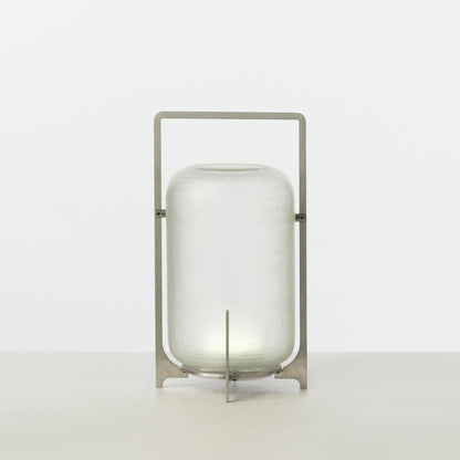 Steel Twilight Lantern Table Light ∅ 7.9″ x H 15″ / Dia 20cm x H 38cm / USB plug / Warm Light & Stainless Steel Table