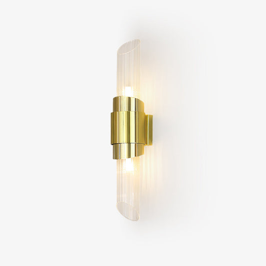 Tycho Small Wall Lamp ∅ 3.1″ x H 17.7″ / Dia 8cm x H 45cm / Gold + Clear / Warm Light Wall lamp
