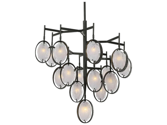 Uttermost 15-Light Maxin Chandelier in Dark Hammered Bronze with Golden Interiors