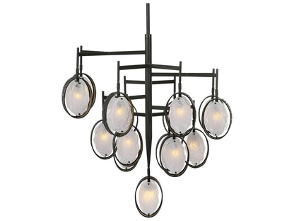 Uttermost 15-Light Maxin Chandelier in Dark Hammered Bronze with Golden Interiors
