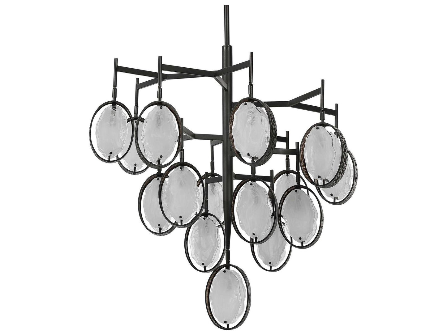 Uttermost 15-Light Maxin Chandelier in Dark Hammered Bronze with Golden Interiors
