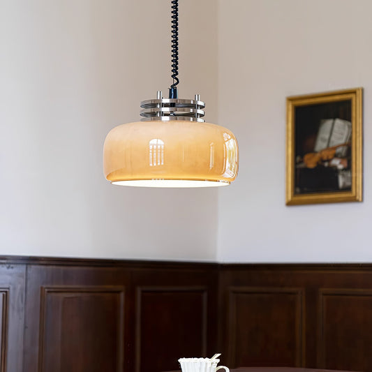 Ebb Pendant Lamp ∅ 13.8″ x H 9.4″ / Dia 35cm x H 24cm / Chrome & Light brown Pendant light