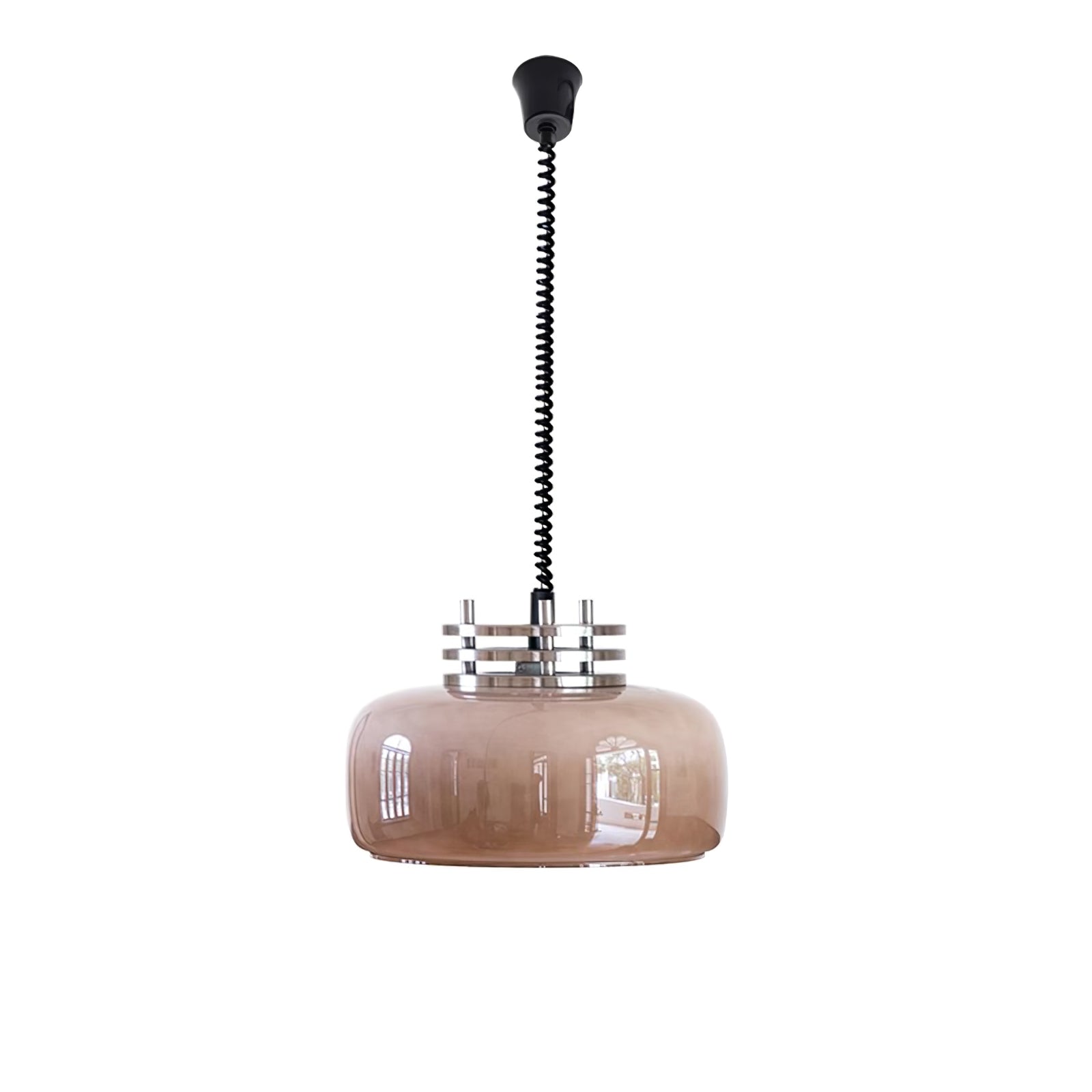 Ebb Pendant Lamp ∅ 13.8″ x H 9.4″ / Dia 35cm x H 24cm / Chrome & Light brown Pendant light