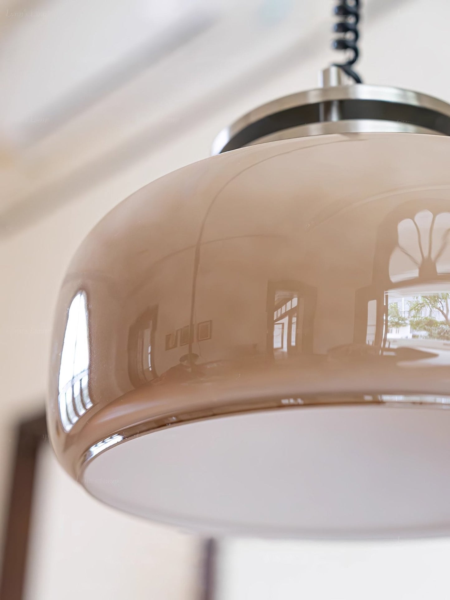 Ebb Pendant Lamp ∅ 13.8″ x H 9.4″ / Dia 35cm x H 24cm / Chrome & Light brown Pendant light