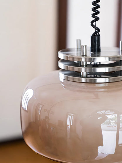 Ebb Pendant Lamp ∅ 13.8″ x H 9.4″ / Dia 35cm x H 24cm / Chrome & Light brown Pendant light