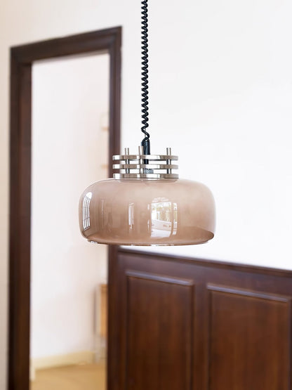 Ebb Pendant Lamp ∅ 13.8″ x H 9.4″ / Dia 35cm x H 24cm / Chrome & Light brown Pendant light
