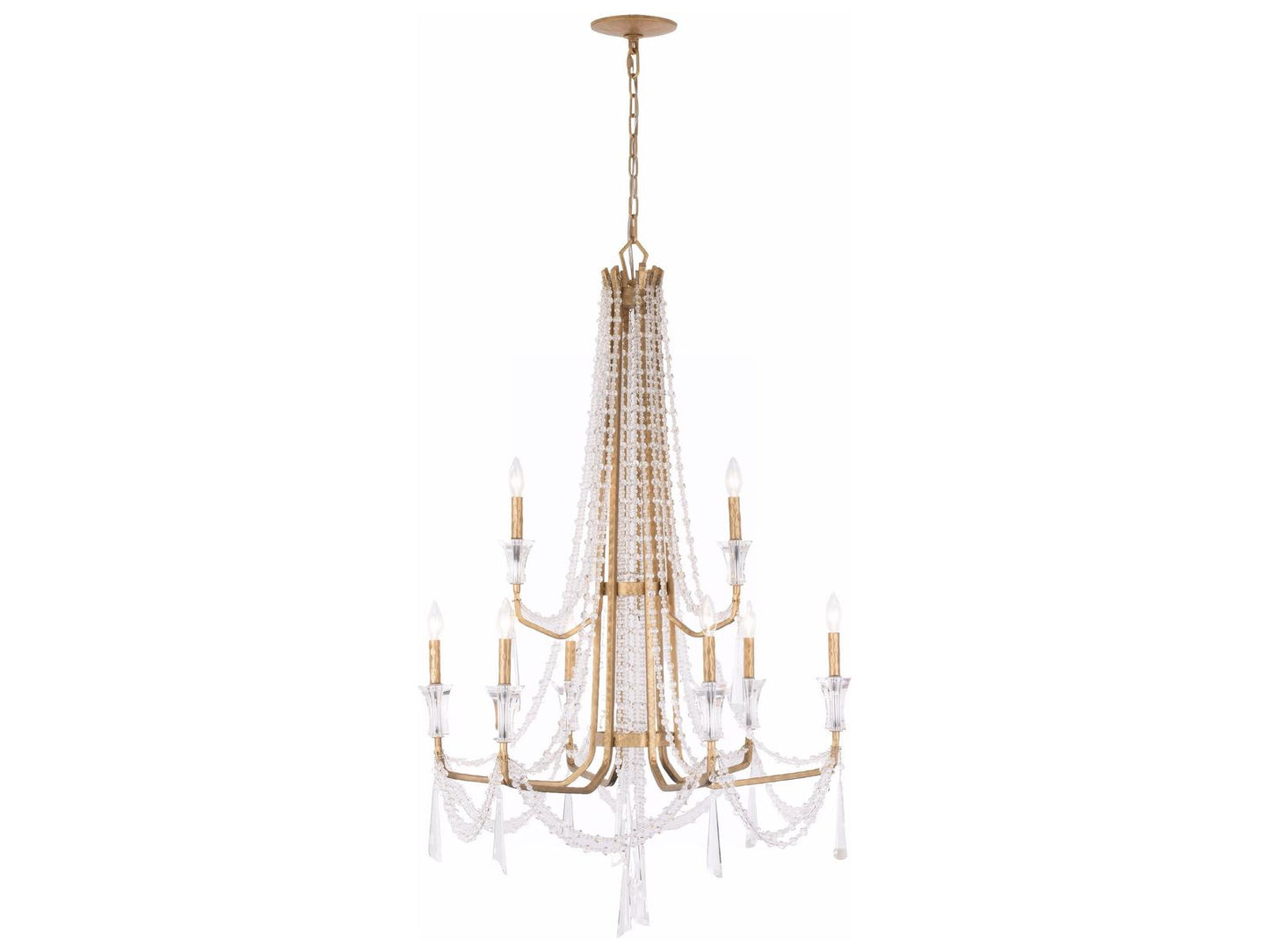 Varaluz Barcelona 2-Tier 9-Light Crystal Chandelier Brass