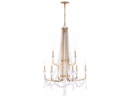 Varaluz Barcelona 2-Tier 9-Light Crystal Chandelier Brass