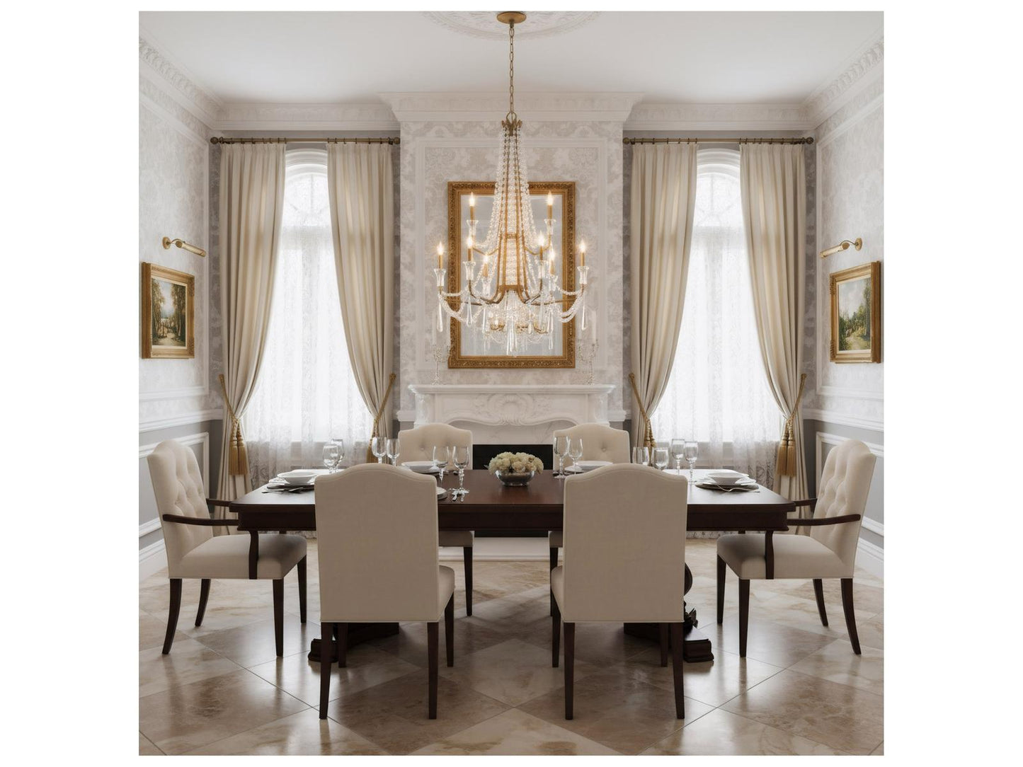 Varaluz Barcelona 2-Tier 9-Light Crystal Chandelier Brass