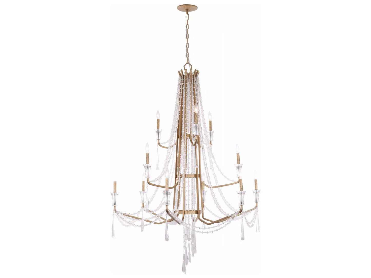 Varaluz Barcelona 3-Tier 12-Light Crystal Chandelier Brass