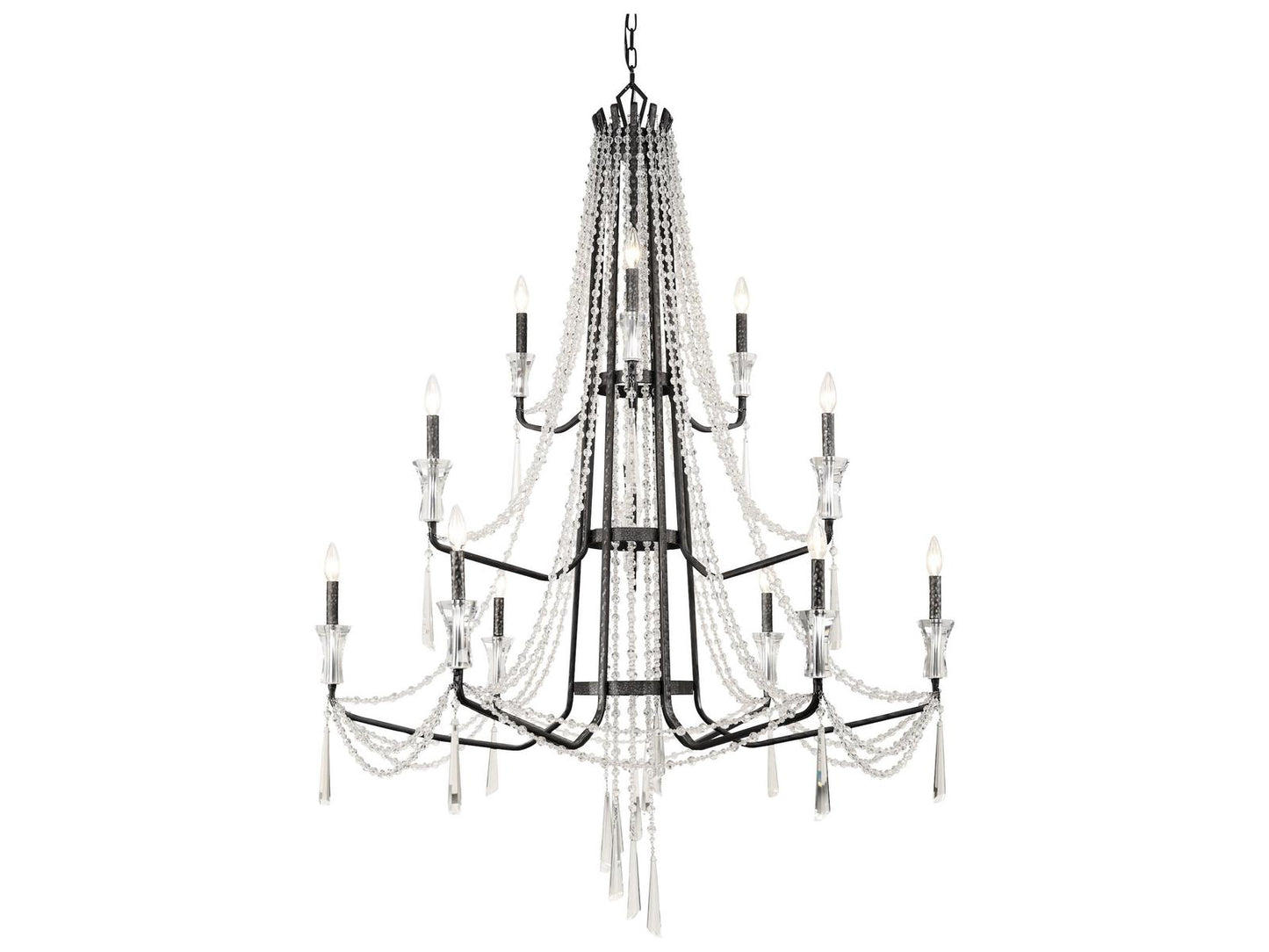 Varaluz Barcelona 3-Tier 12-Light Crystal Chandelier Onyx
