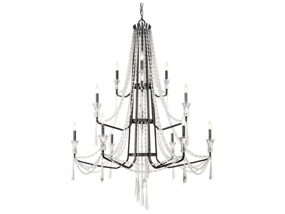 Varaluz Barcelona 3-Tier 12-Light Crystal Chandelier Onyx